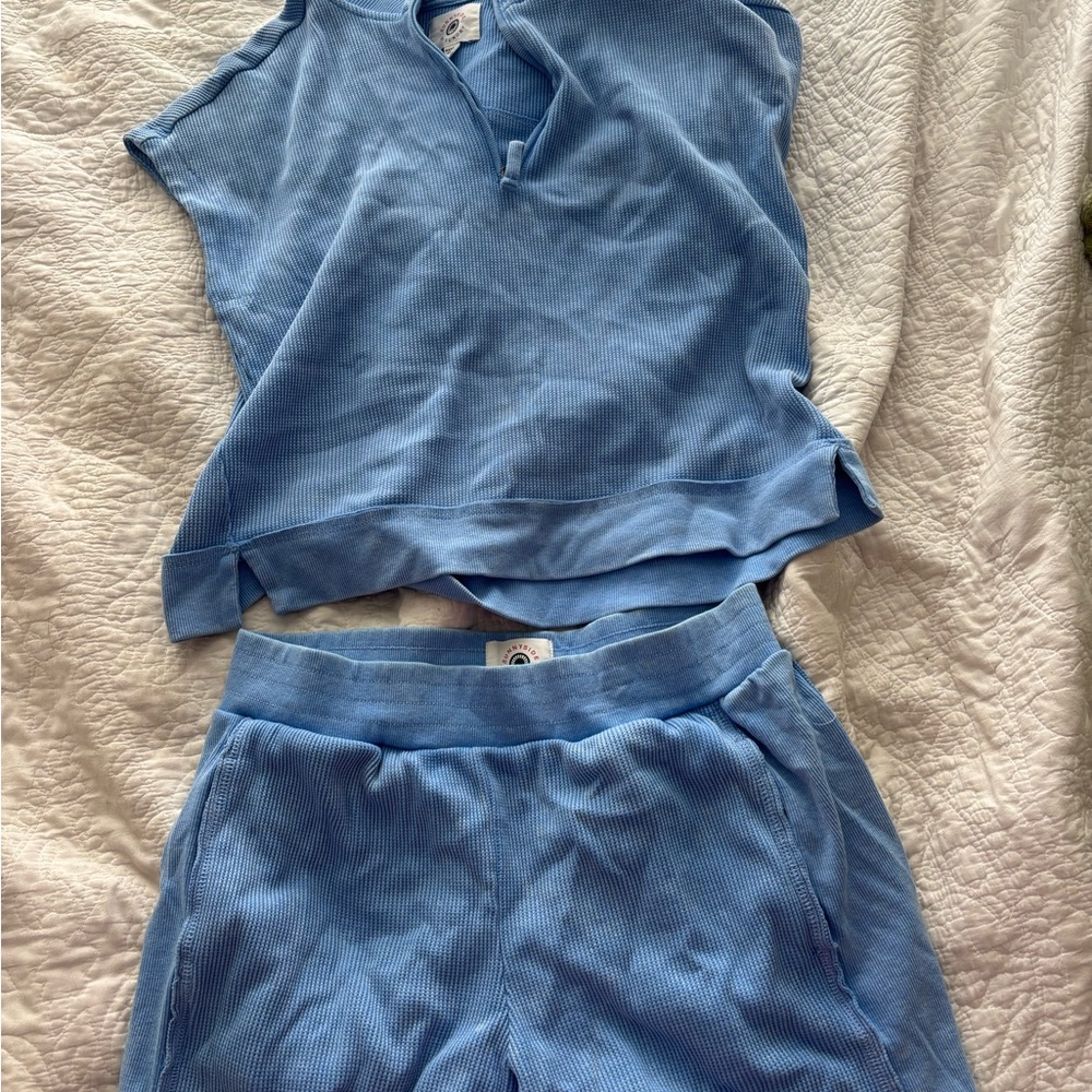 Sundry Sky Blue Ribbed Half-Zip Pullover